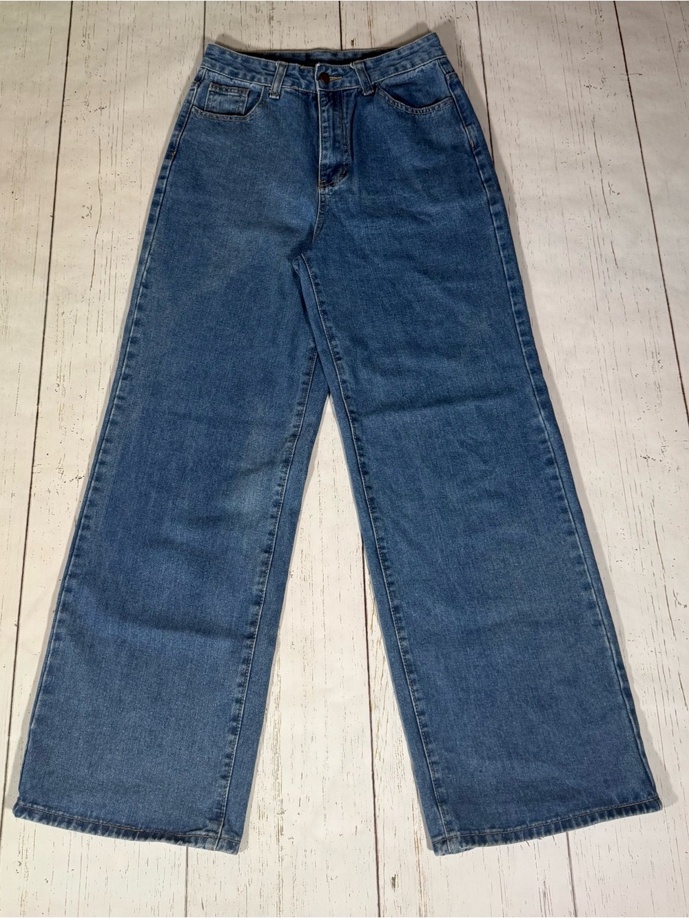 SHEIN High-Rise Wide Leg Denim Jeans in Classic Blue Size M